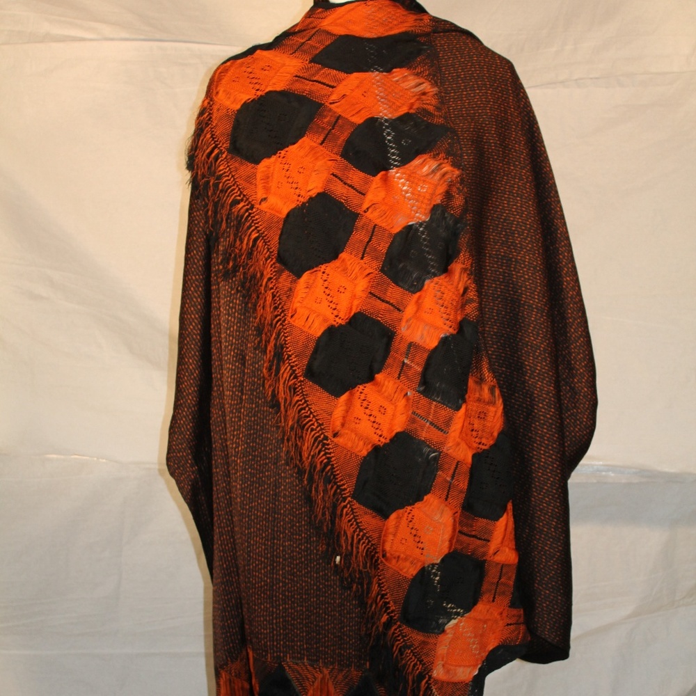 Large brown orange and black wrap or scarf